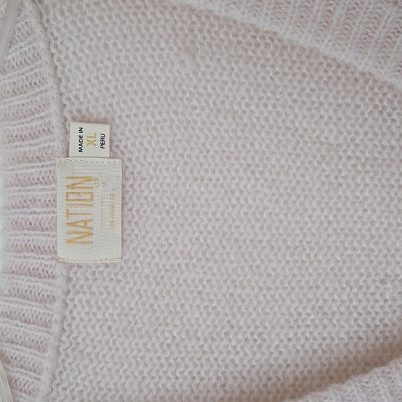 Nation LTD Lara Puff Shoulder V-Neck Sweater in Baby's Breath Size XL NEW - Picture 5 of 10
